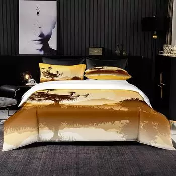 Dark Tree Grass Duvet Cover Set Light Brown King Queen Twin Full Size Comforter Cover for Kids Boys Girl Polyester Bedding Set 70x133cm 2pcs