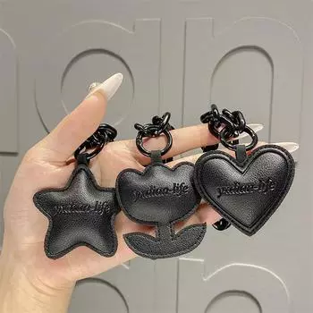 Dark Wind Trendy Leather Love Five-Concealed Star Flower Keychain Подвески Автомобильные Брелоки Сумка Подвесные Украшения Парные Подарки
