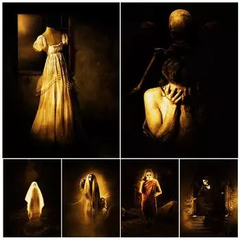 Darkness Ghost Lady винтажная настенная живопись на холсте абстрактное искусство постеры и принты для украшения гостиной 21cm30cm NoFrame