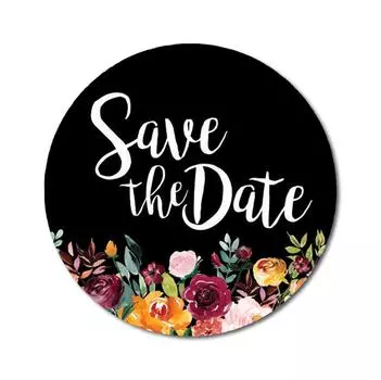 Darling Souvenir 1,6 дюйма круглая нестандартная ботаническая цветочная рамка черная сохранить дату наклейки-45 1.6 Inches Diameter чёрный