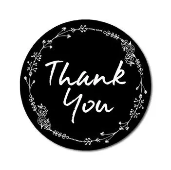 Darling Souvenir 1,6 дюйма круглая роза ручной рисунок цветочный венок черный спасибо наклейки-45 1.6 Inches Diameter красный