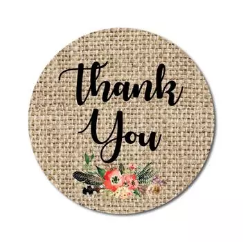 Darling Souvenir 45 шт. круглые алые ветряные цветы и перья спасибо наклейки DIY-1.6 1.6 Inches Diameter бежевый