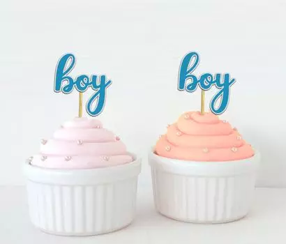 Darling Souvenir Baby Shower Boy Toppers для кексов с указанием пола Десертные украшения для вечеринки - Pack Of Pack Of 40 синий