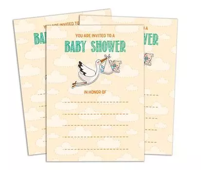 Darling Souvenir Baby Shower Пригласительный билет для печати Элегантное заполнение или запись на пустой вечеринке Приглашает 28 5 x 7 Inches кремовый