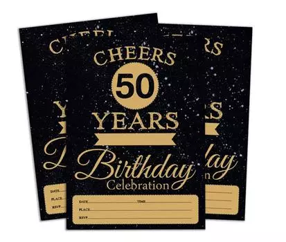 Darling Souvenir Black Birthday Invitation Card 28 шт. Заполните или напишите пустые приглашения для печати Принадлежности для вечеринок 5x7 5 x 7 Inches чёрный