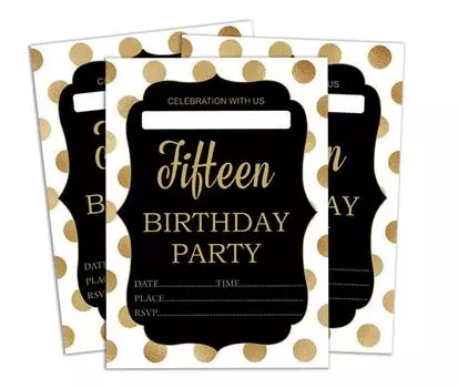 Darling Souvenir Black Birthday Invitation Card Printable Elegant Fill or Write In Blank Party приглашает 28 шт. 5x7 5 x 7 Inches чёрный