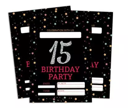 Darling Souvenir Black Birthday Invitation Card Printable Elegant Fill or Write In Blank Party приглашает 28 шт. 5x7 5 x 7 Inches чёрный