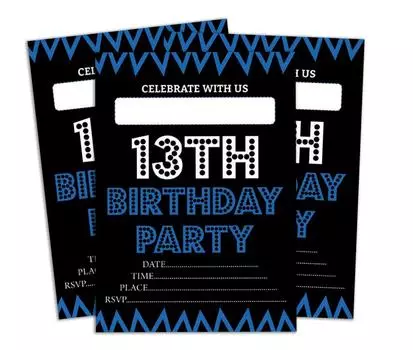 Darling Souvenir Black Birthday Invitation Card Printable Elegant Fill or Write In Blank Party приглашает 28 шт. 5x7 5 x 7 Inches чёрный