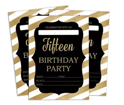 Darling Souvenir Black Birthday Invitation Card Printable Elegant Fill or Write In Blank Party приглашает 28 шт. 5x7 5 x 7 Inches чёрный