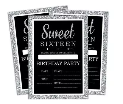 Darling Souvenir Black Birthday Invitation Card Printable Elegant Fill or Write In Blank Party приглашает 28 шт. 5x7 5 x 7 Inches чёрный