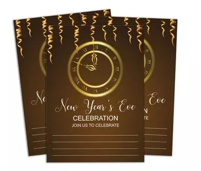 Darling Souvenir Black New Year Invitation Card Printable Fill or Write In Blank Приглашает на вечеринку Pack Of 5 x 7 Inches коричневый