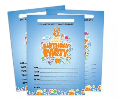 Пригласительная открытка на день рождения Darling Souvenir Blue, которую можно распечатать, заполнить или написать в пустом поле, приглашает на вечеринку, упаковка из 28 штук, 5 x 7 дюймов 5 x 7 Inches синий