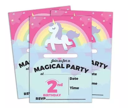 Пригласительные открытки на день рождения Darling Souvenir Blue, 28 шт., заполните или напишите пустые приглашения, распечатанные на принтере, принадлежности для вечеринок, 5 x 7 дюймов 5 x 7 Inches синий