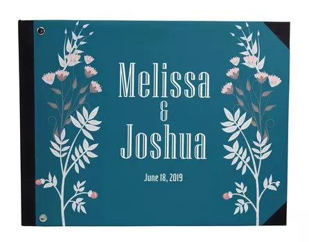Darling Souvenir Blue Floral & Leaves Hardbound Cover Printed Anniversary Wedding Guestbook Scrap book-7 x 9 7 x 9 Inches синий