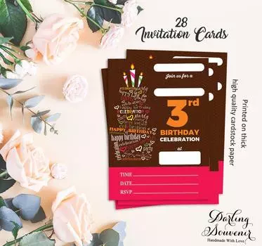 Darling Souvenir Brown Пригласительный билет на день рождения 28 шт. Заполните или напишите пустые приглашения Печатные принадлежности для вечеринок 5x7 5 x 7 Inches шоколадный коричневый
