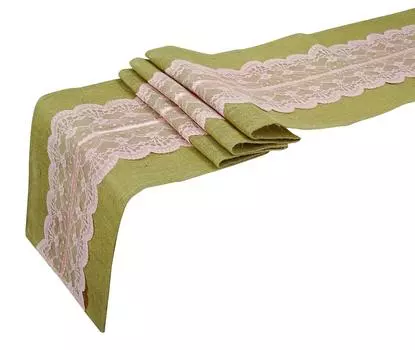 Darling Souvenir Деревенская мешковина персикового кружева Hessian Настольная дорожка из натурального джута 12 x 108 дюймов Свадебная вечеринка 1 Piece