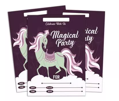 Darling Souvenir Фиолетовый пригласительный билет на день рождения для печати Заполните или напишите пустые приглашения Праздничные атрибуты Упаковка из 28 5 x 7 5 x 7 Inches