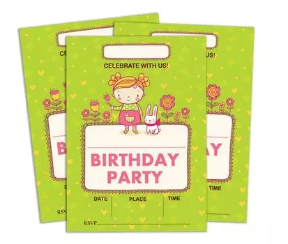 Darling Souvenir Green Birthday Invitation Card 28 шт. Заполните или напишите пустые приглашения для печати Принадлежности для вечеринок 5x7 5 x 7 Inches грушевый