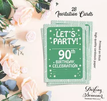 Darling Souvenir Green Birthday Invitation Card Printable Elegant Fill or Write In Blank Party приглашает 28 шт. 5x7 5 x 7 Inches салатный