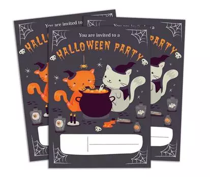 Милый сувенир фиолетовый пригласительный билет на Хэллоуин распечатать элегантный заполнить или написать в пустой приглашения на вечеринку 28 шт 28 Pcs Inches белый