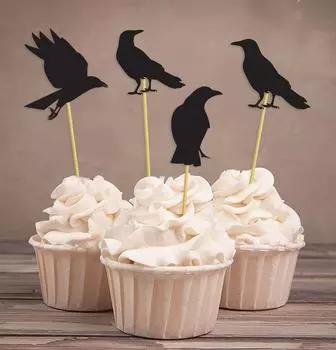 Darling Souvenir Halloween Party Black Crow Cupcake Toppers Party Dessert Cake Decorations - Pack Of Pack Of 20 чёрный