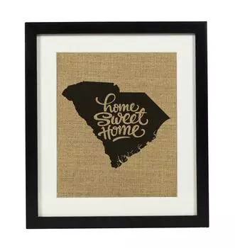 Darling Souvenir Home Sweet Home Burlap Print Wall Decor Карта штата Южная Каролина Подарок на новоселье - только Burlap Print Burlap Print Only(8 x 10 Inches) бежевый
