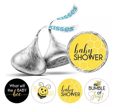 Darling Souvenir Kisses Chocolate Labels Baby Shower Theme Stickers 190 Pcs 0.75 Inches Diameter жёлтый