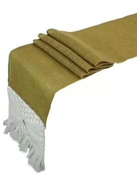 Darling Souvenir Натуральная джутовая скатерть из мешковины с белыми стегаными краями 12 x 108 Свадебная вечеринка в деревенском стиле 1 Piece