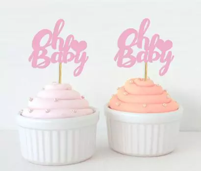 Darling Souvenir, Oh Baby Cupcake Toppers, украшения для детского душа для десерта - Pack Of 4 x 4 cm детские розовый