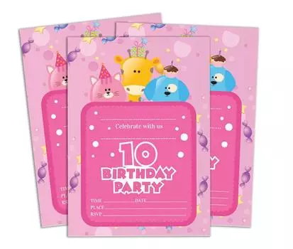 Пригласительные открытки на день рождения Darling Souvenir Pink, 28 шт., заполните или напишите пустые приглашения, распечатанные на принтере, принадлежности для вечеринок, 5 x 7 дюймов 5 x 7 Inches розовый