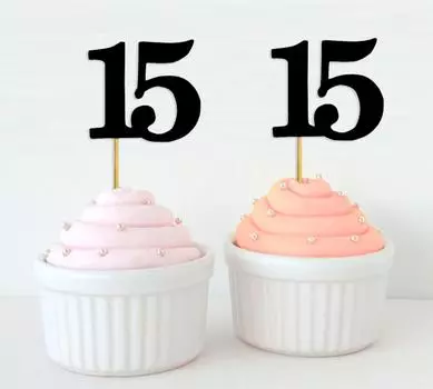 Darling Souvenir Quinceanera 15th Birthday Cupcake Toppers Десертные украшения - Pack Of Pack Of 20 золотой