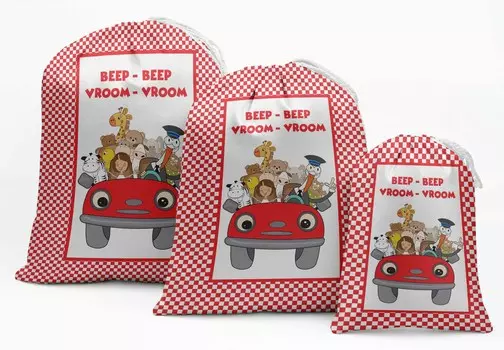 Darling Souvenir Red Text & Animal Car Birthday Party Supplies Благосклонные сумки Подарочные пакеты 15 5 x 7 Inches кремовый