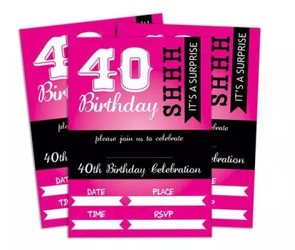 Darling Souvenir Розовый пригласительный билет на день рождения для печати Заполните или напишите пустые приглашения Праздничные атрибуты Упаковка из 28 5 x 7 5 x 7 Inches