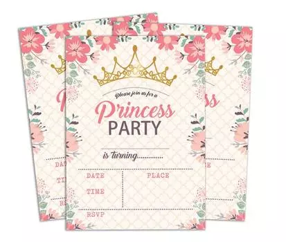 Darling Souvenir Розовый пригласительный билет на день рождения для печати Заполните или напишите пустые приглашения Праздничные атрибуты Упаковка из 28 5 x 7 5 x 7 Inches бледно-розовый