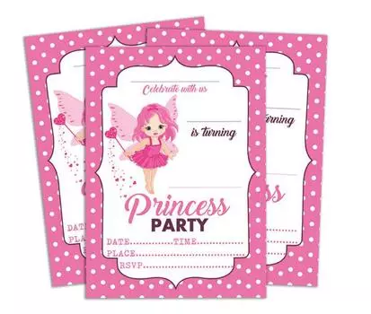 Darling Souvenir Розовый пригласительный билет на день рождения для печати Заполните или напишите пустые приглашения Праздничные атрибуты Упаковка из 28 5 x 7 5 x 7 Inches розовый