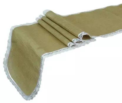 Darling Souvenir Scallop Edge Natural Burlap Hessian Jute Table Runner с кружевом Свадебное украшение для места проведения 12 дюймов x 1 Piece