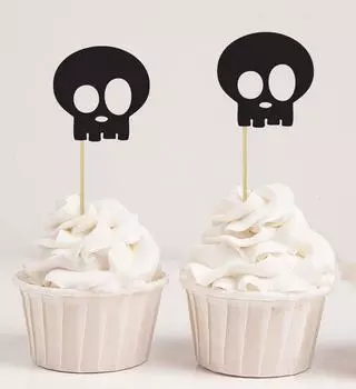 Darling Souvenir, топпер для кекса с черепом на Хэллоуин, украшения для праздничного десерта - упаковка Pack Of 20 серебряный