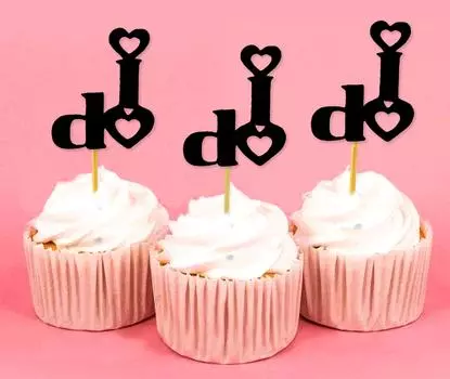 Darling Souvenir Wedding I Do Cupcake Toppers Party Dessert Decorations - Pack Of Pack Of 20 серебряный