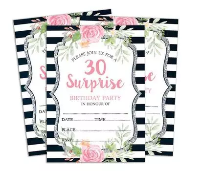 Darling Souvenir White Birthday Invitation Card 28 шт. Заполните или напишите пустые приглашения для печати Принадлежности для вечеринок 5x7 5 x 7 Inches белый