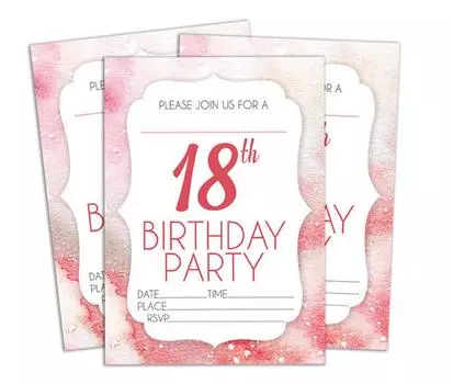 Darling Souvenir White Birthday Invitation Card Printable Elegant Fill or Write In Blank Party приглашает 28 шт. 5x7 5 x 7 Inches белый