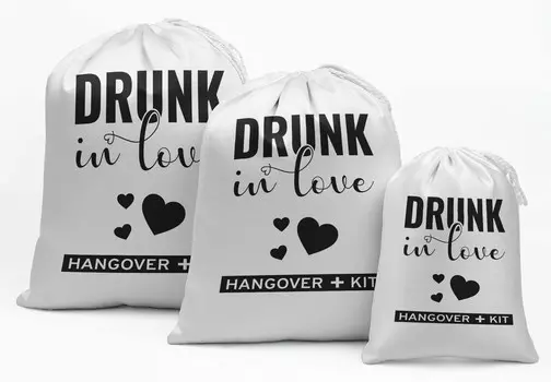 Darling Souvenir White Hangover Kit Принадлежности для девичника Сувенирные сумки Сумки на шнурке 15 5 x 7 Inches белый
