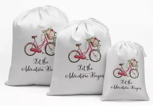 Darling Souvenir White Пусть приключение начнется Свадебный душ Пользовательские товары для вечеринок Favor BagsA JewelryA Pouches 15 8 x 10 Inches белый