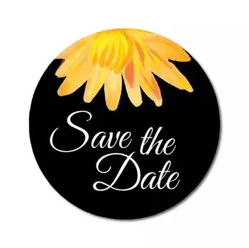 Дарлинг сувенир 45 шт. круглый конверт печать черный цветок астры сохранить дату наклейки DIY-1.6 1.6 Inches Diameter чёрный