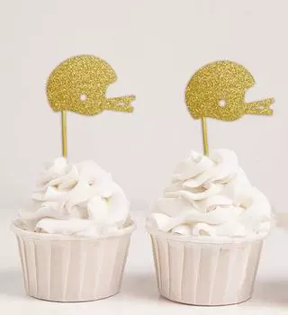 Дарлинг Сувенир| Бейсбольный шлем Toppers для кексов | Свадьба - Украшения для десерта на день рождения - упаковка Pack Of 20 серебряный