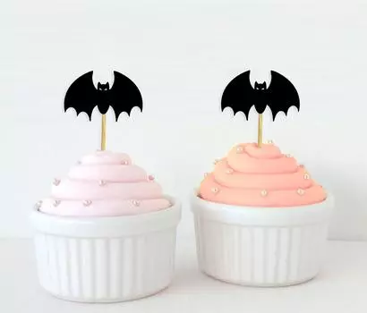 Дарлинг Сувенир| Ботворезы для кексов на Хэллоуин с летучей мышью | Украшения для праздничного десерта - упаковка Pack Of 20 оранжевый