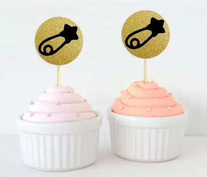 Дарлинг Сувенир| Булавка для детских подгузников Baby Shower Toppers для кексов | Десертные украшения - упаковка Pack Of 20 чёрный