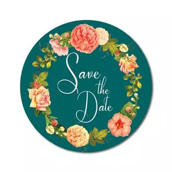 Дарлинг Сувенир Круглый Цветочный Венок 45 Шт. Сохранить Дата Наклейки Конверт Уплотнения-1.6 1.6 Inches Diameter тил зеленый