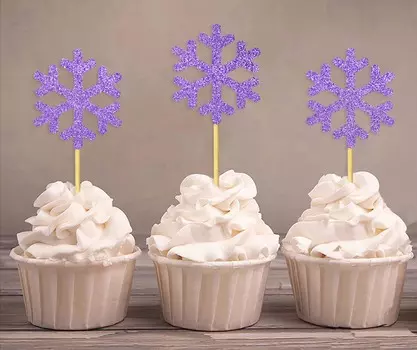 Дарлинг Сувенир| Празднование Рождества Снежинка Кекс Ботворезы | Украшения для зимнего свадебного десерта - упаковка Pack Of 20 синий