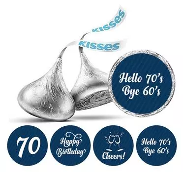 Дарлинг сувенир шоколадные этикетки своими руками 190 шт. Приветствия 70-й день рождения тематические наклейки 0.75 Inches Diameter синий