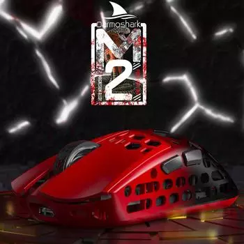 Darmoshark M2 Беспроводная мышь BT5.0 2.4G 4KHz Приемник Проводная TriMode Перезаряжаемая игровая мышь красный/чёрный